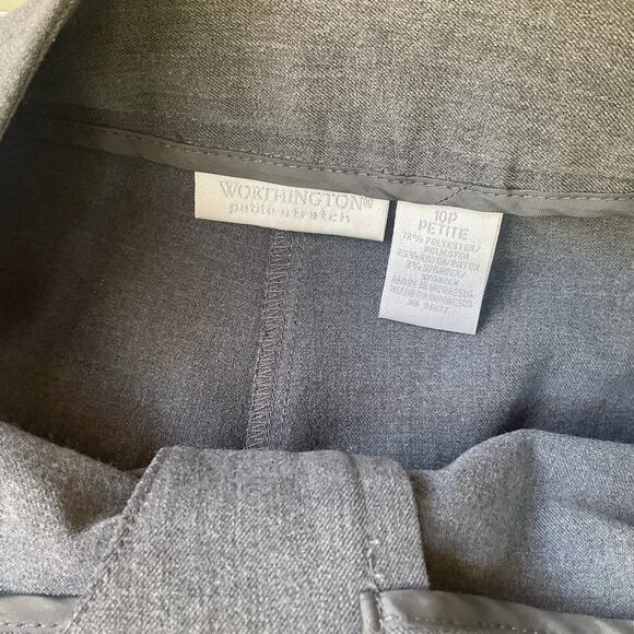 Worthington Women’s Straight Dress Pants size 10P, Solid Gray, Slightly Flared - Picture 9 of 10